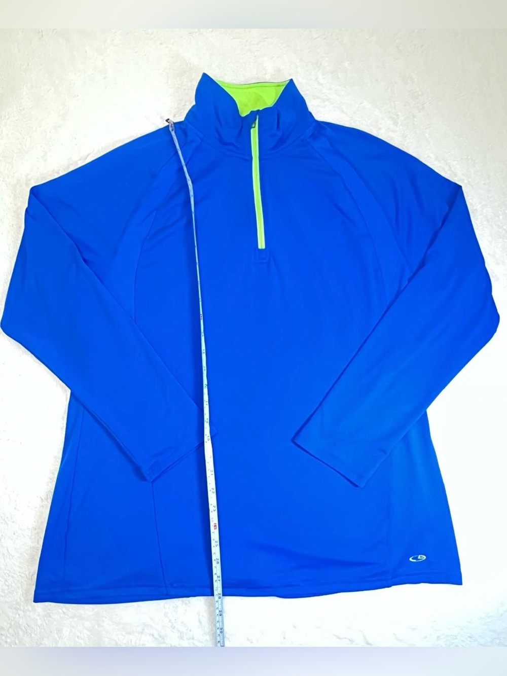 Champion Blue Long-Sleeve Quarter-Zip Jacket with Lime Trim
